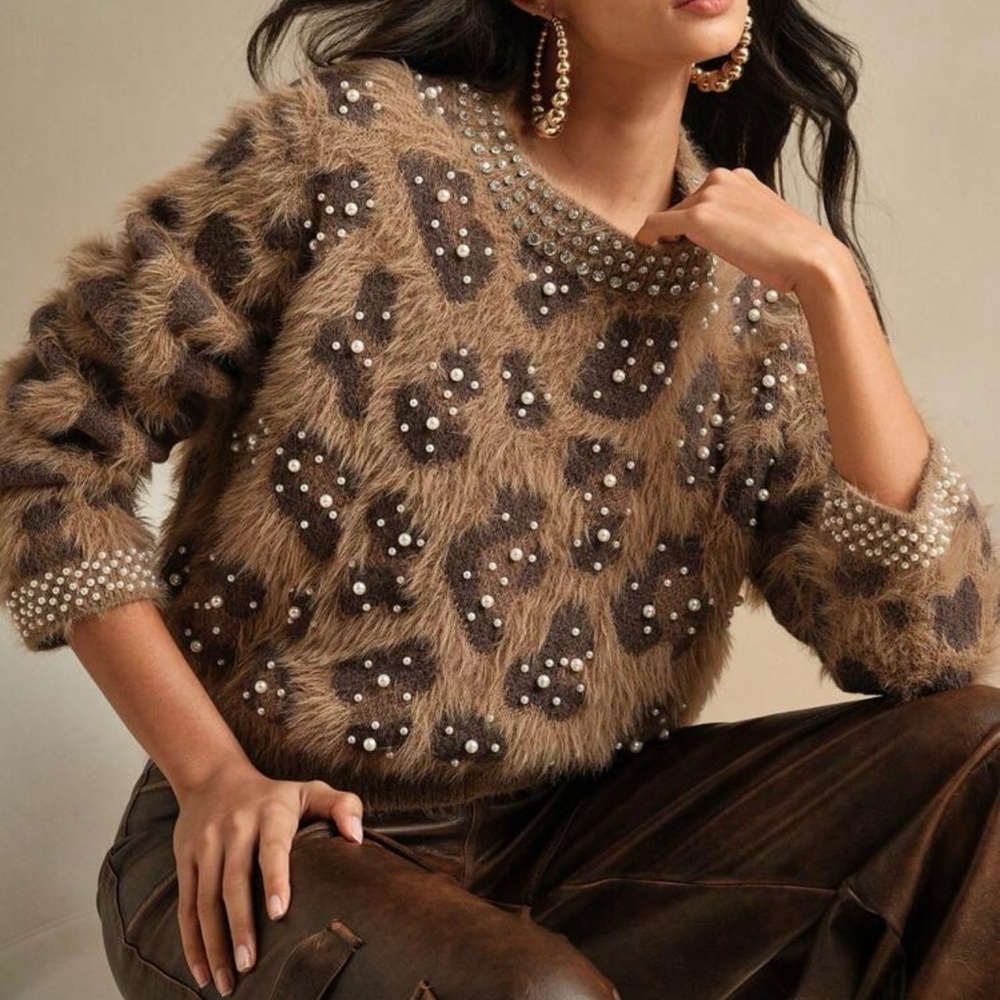 Anewsta Brown Leopard Print Sweater - Picture 3 of 6